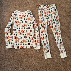PJ Place Christmas Holiday Winter Animal Print White Cotton Pajamas Adult XS